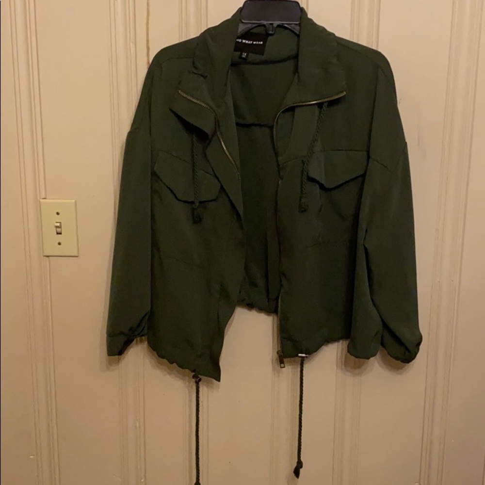 EUC WHO WHAT WEAR army green jacket size 1X